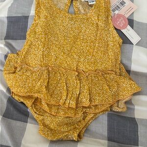 Yellow Floral Kids Bodysuit
